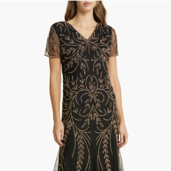 green emerald velvet dress Vintage New With Tags Pissarro Nights charcoal sequin formal dress wit –  IndigoStyle Vintage main image 1